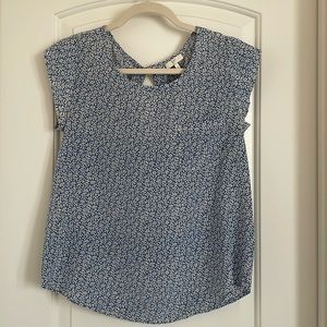 Joie cap sleeve blouse with front pocket and peep hole back